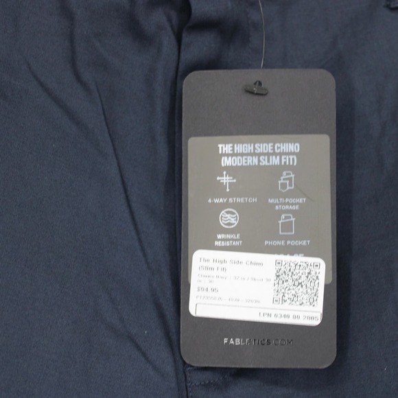 Fabletics The High Side Chino Modern Slim Fit Mens Size 32X30 in Navy NEW - Picture 5 of 6